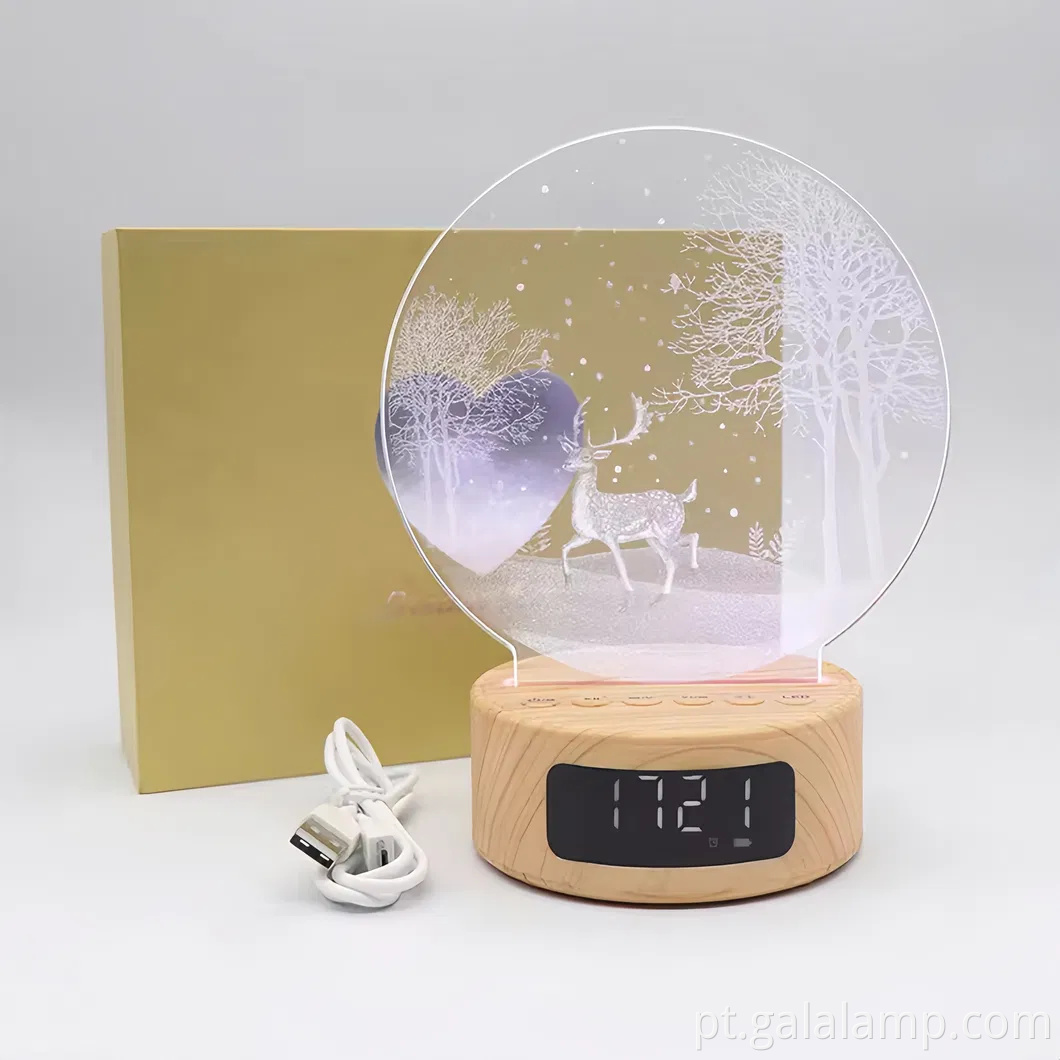 Luz noturna colorida de LED com alto -falante Bluetooth e despertador